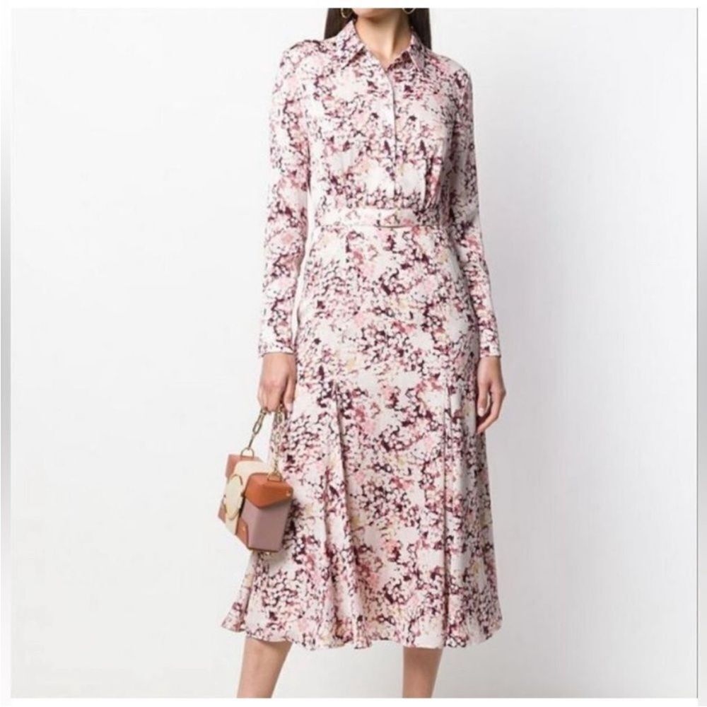 Equipment Floral Long-Sleeve Midi Dress, US4
